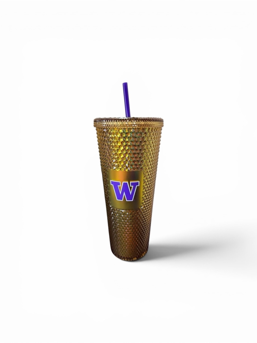 New with tag - Starbucks University of Washington Gold Tumbler with Purple Straw